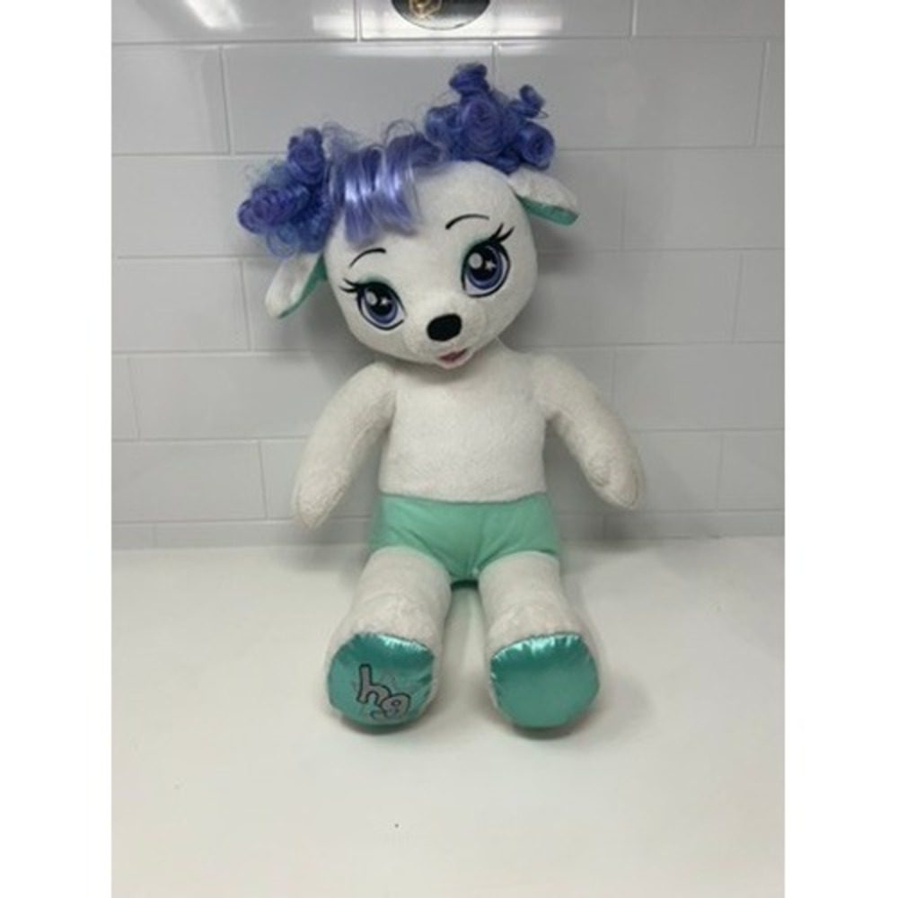 Build A Bear Honey Girls Stella Purple Hair White Poodle Dog Plush Doll‎